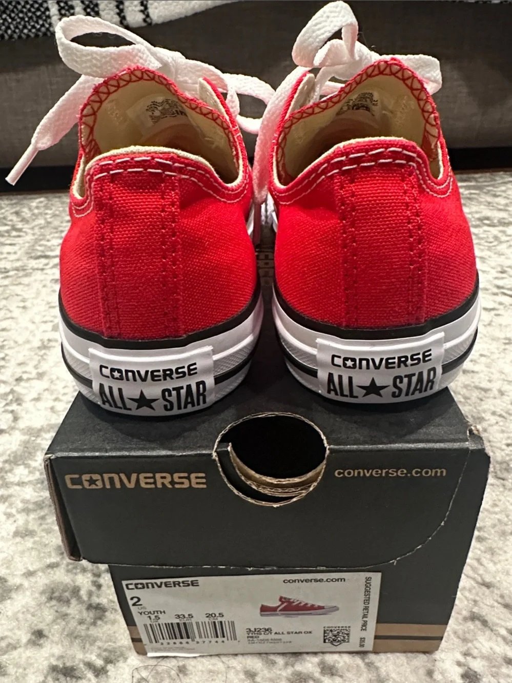 Converse Red Canvas Low Top Sneakers. Y2K. Slim retro everyday wear.